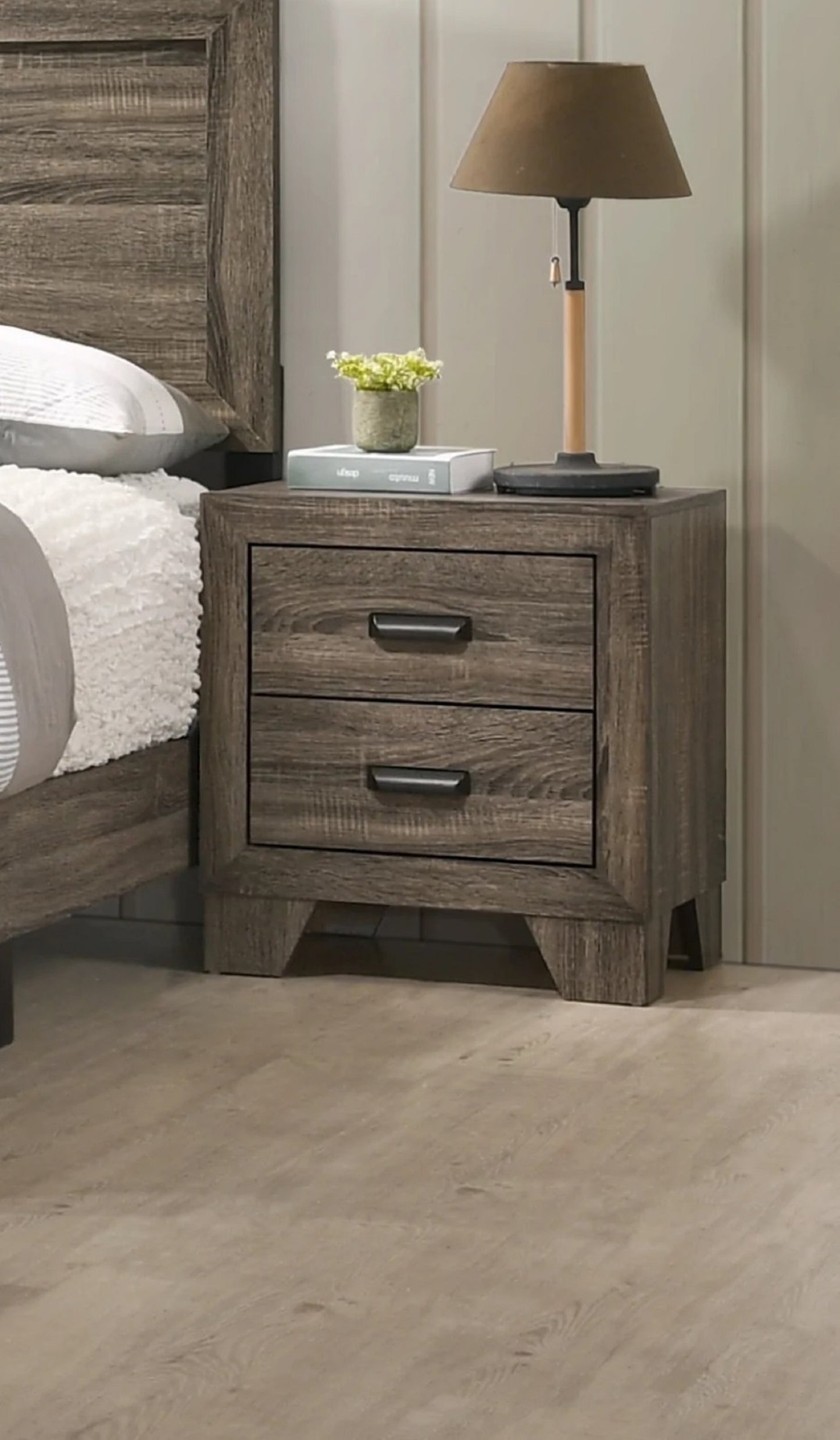 Gerbera Transitional 2-Drawer Nightstand - Gray