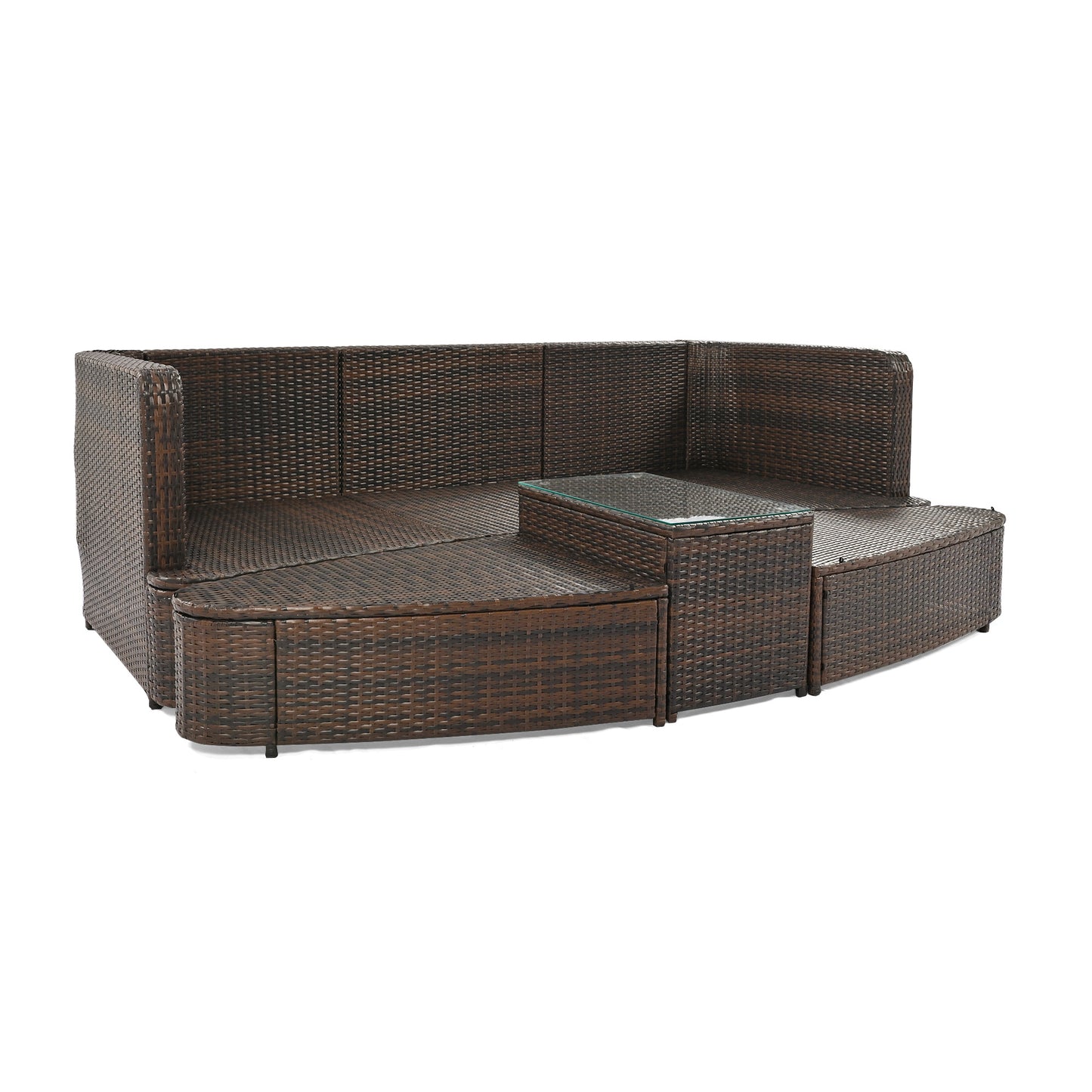 Scarlett 6 Pc Patio Outdoor Conversation Round Sofa Set - Brown