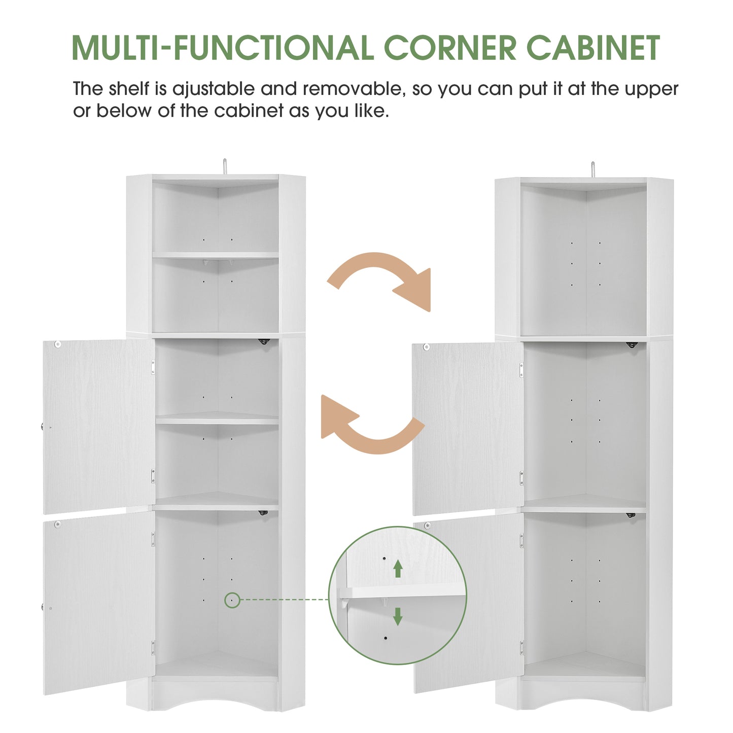 Skyward Bathroom Corner Cabinet - White