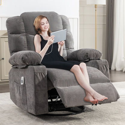 Tulano Oversized Power Recliner with Massage - Gray