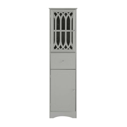 Statured Bathroom Cabinet with Drawer and Doors - Gray