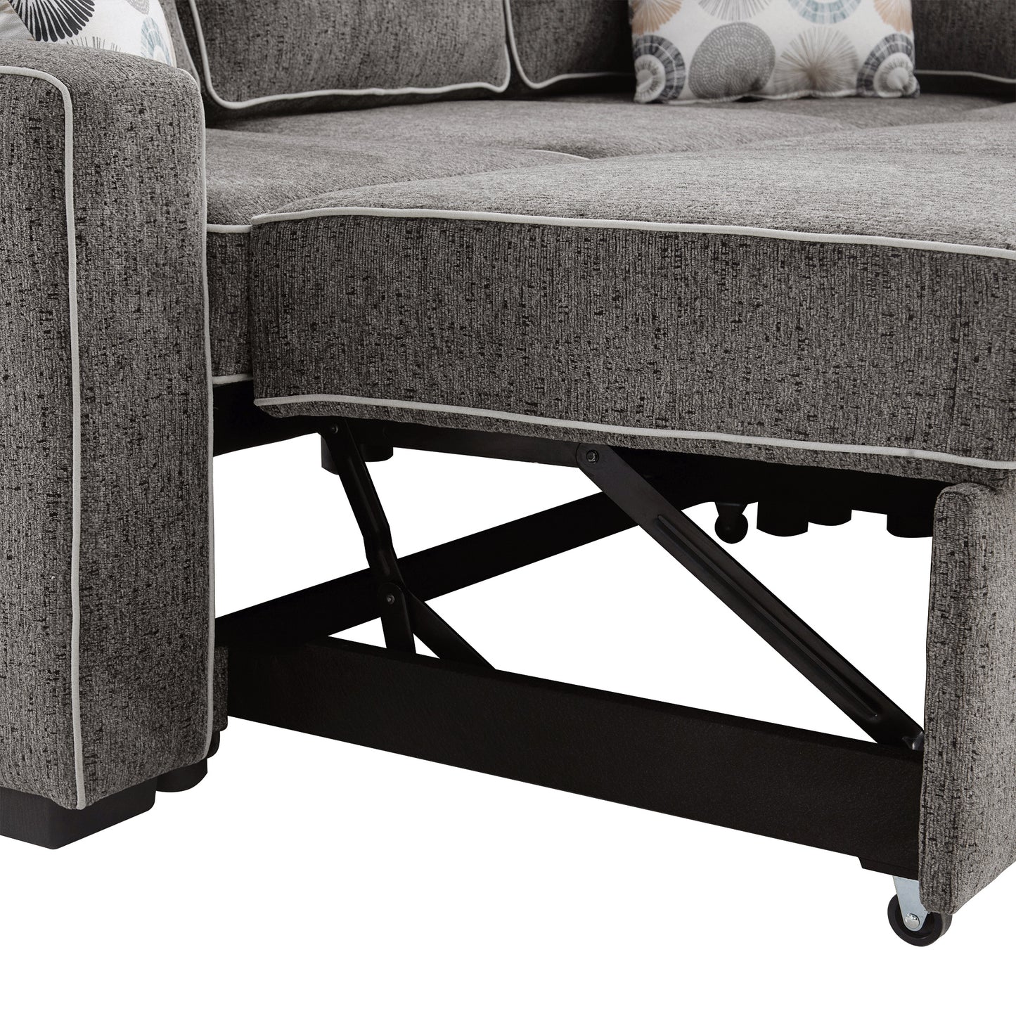 Berg L-Shaped Pull Out Convertible Sleeper Sofa - Dark Gray