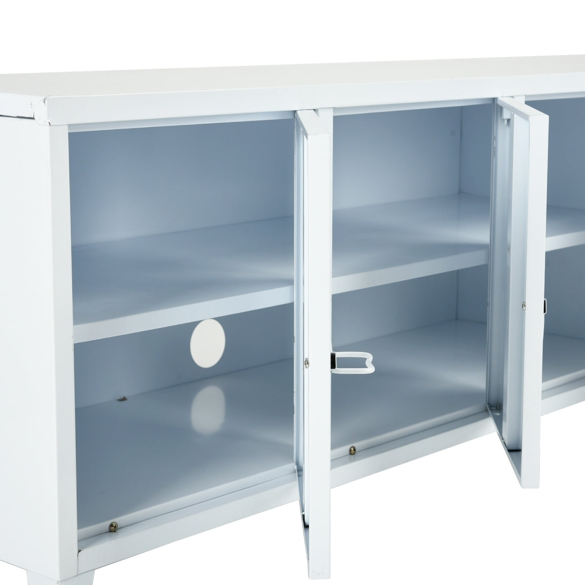 Industrial Metal Side Panel Storage Cabinet - White