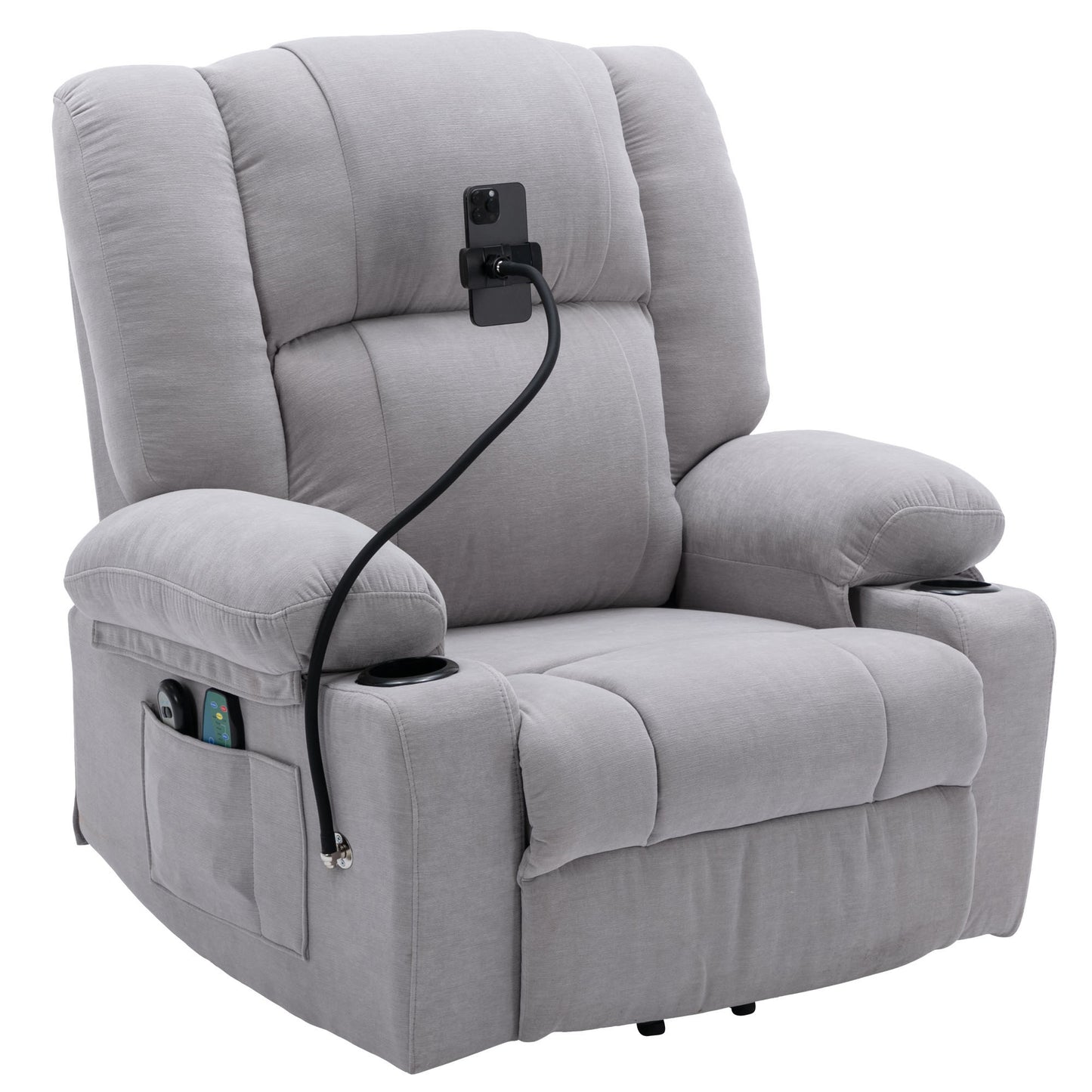 Dawson Power Lift Recliner with Massage - Gray