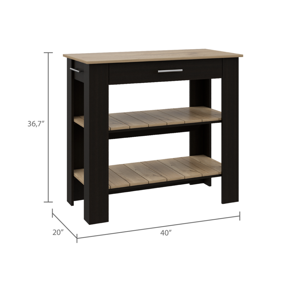 Cala Kitchen Island 40 - Black / Light Oak