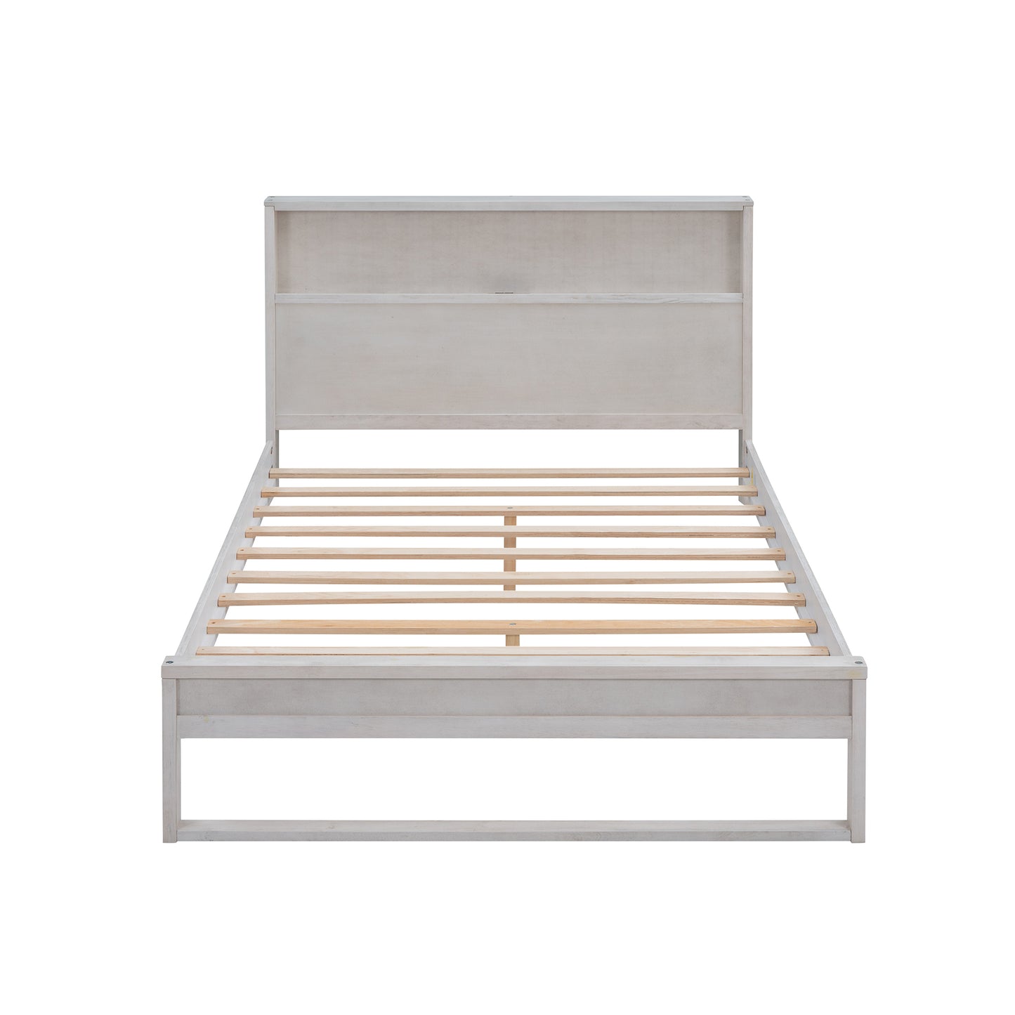 Mora Full Size Platform Bed Frame with Storage - White