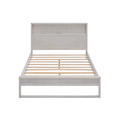 Mora Full Size Platform Bed Frame with Storage - White