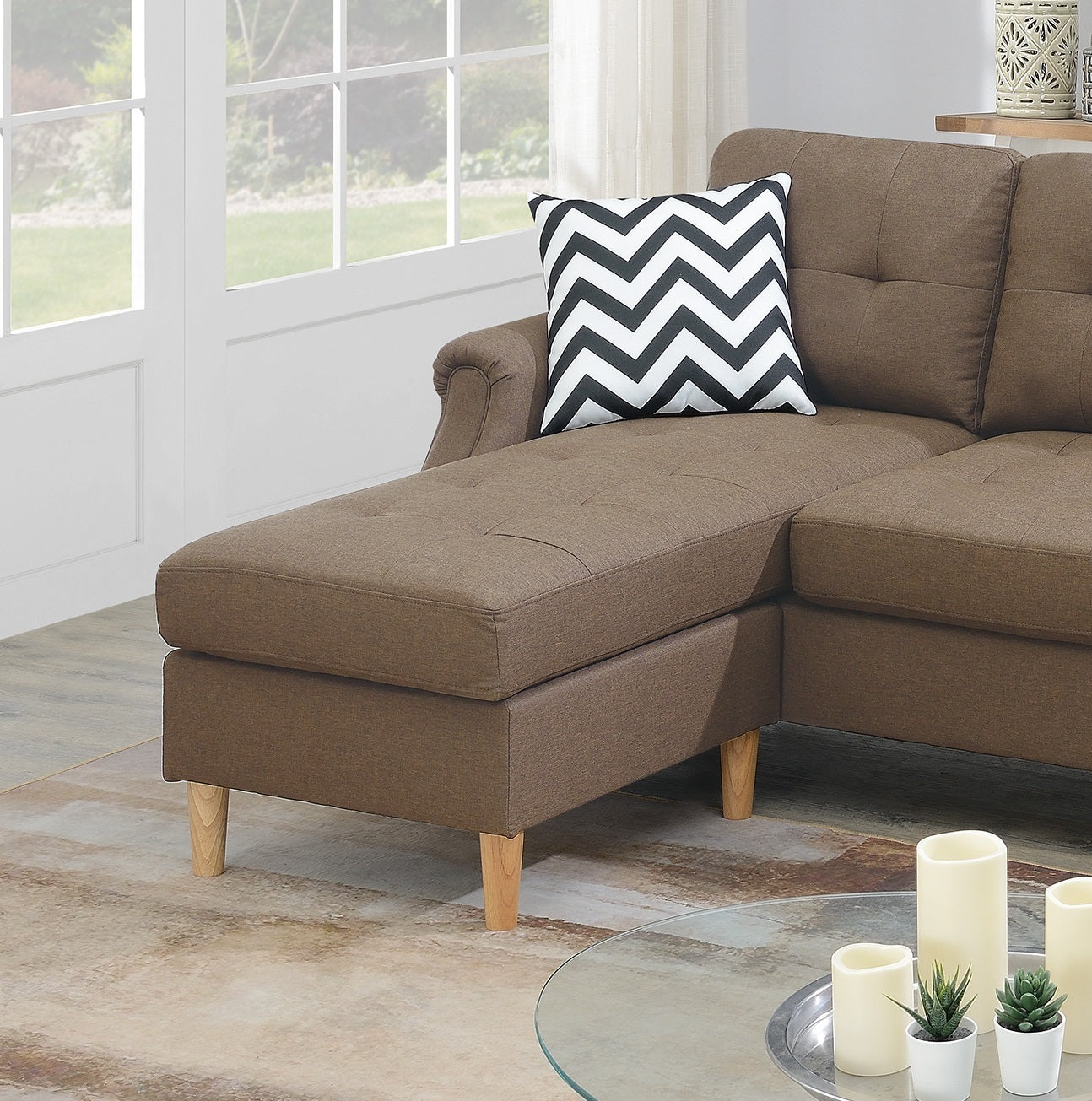 Carmen Corner Reversible Sectional Sofa - Light Coffee