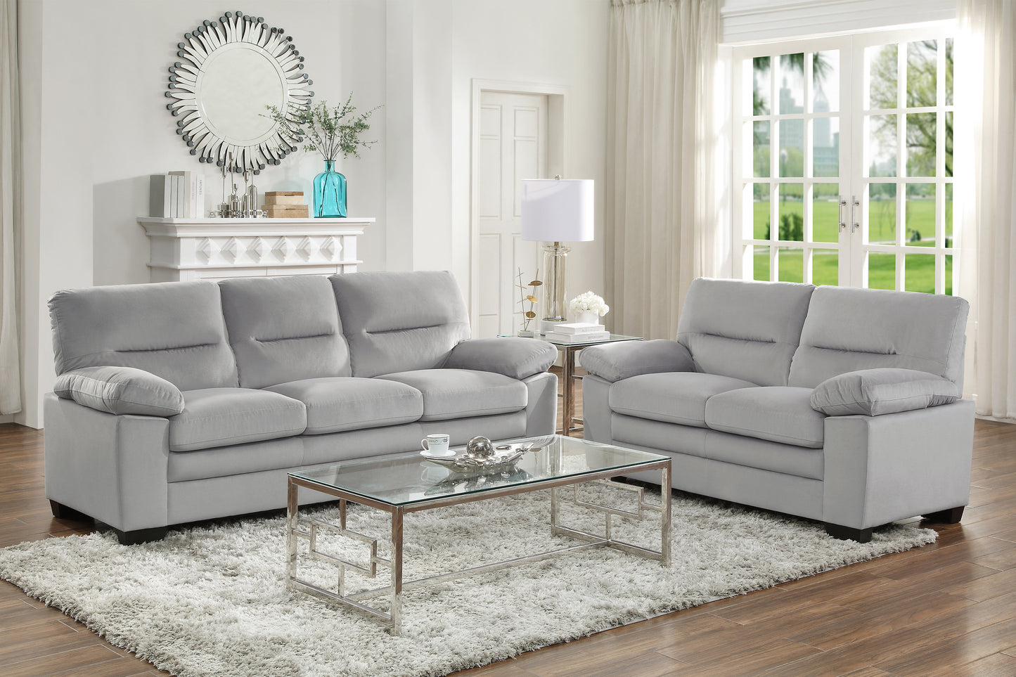 Harper Fabric Loveseat - Gray