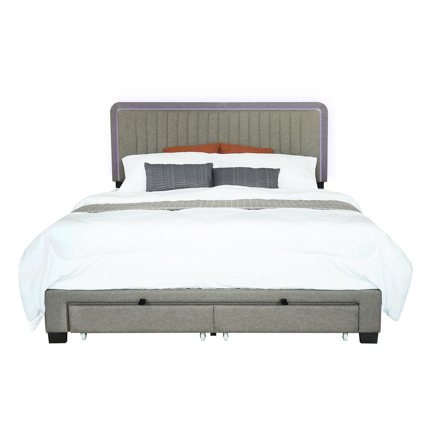 Huka Queen Size Platform Bed with Adjustable Height - Stone Gray