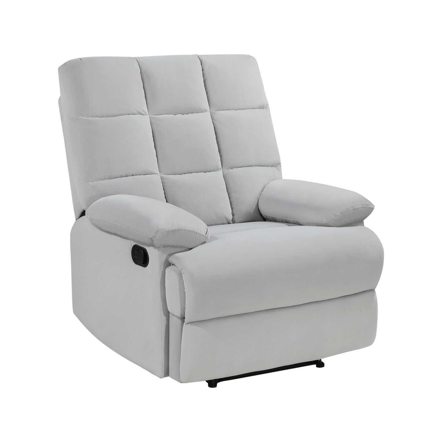 Ora Velvet Upholstery Square Tufted Recliner - Light Gray