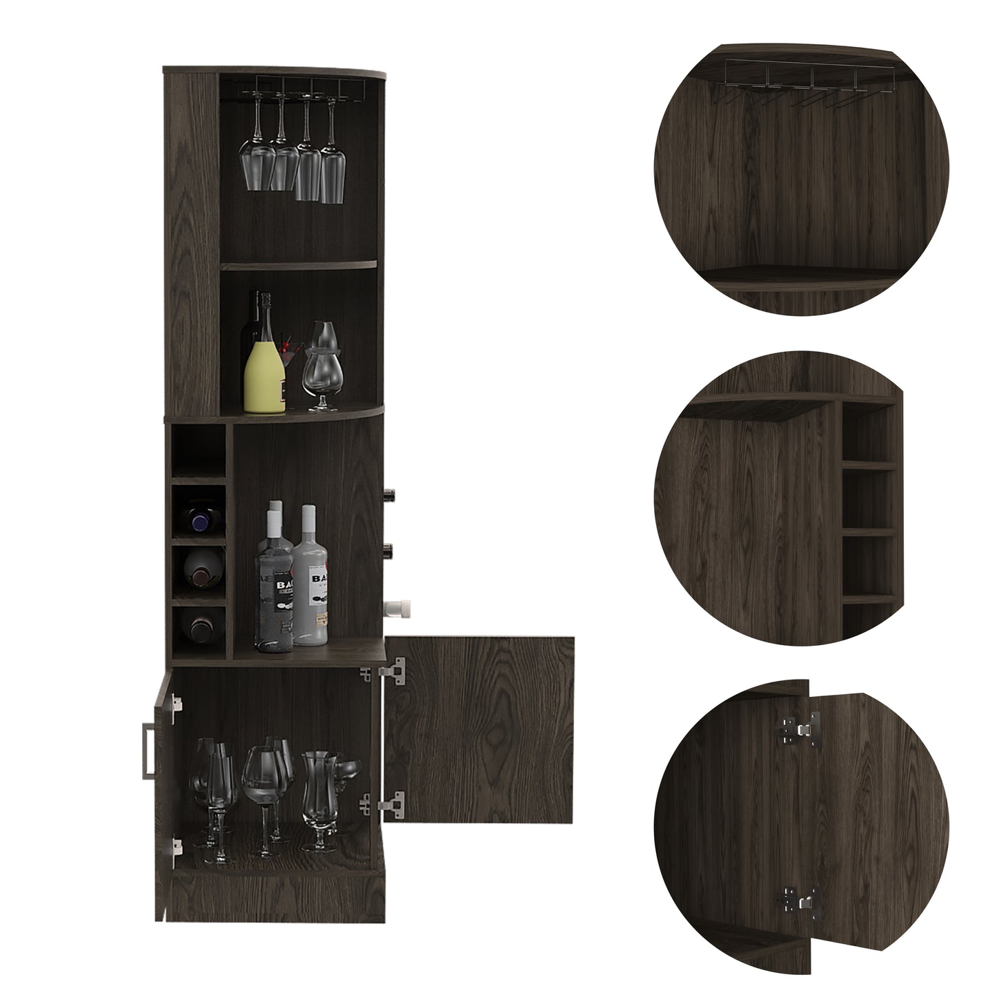 Isabelle 8-Bottle 2-Shelf Bar Cabinet - Dark Walnut