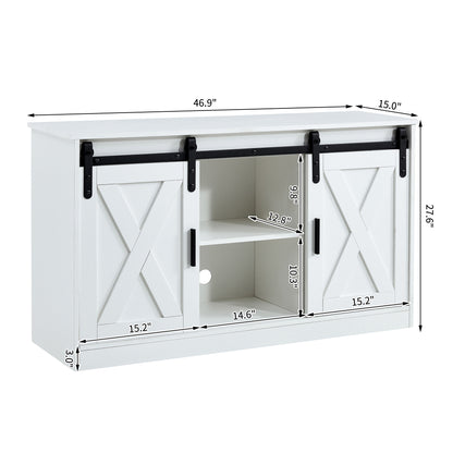 Wiz TV Stand with Sliding Barn Doors - White