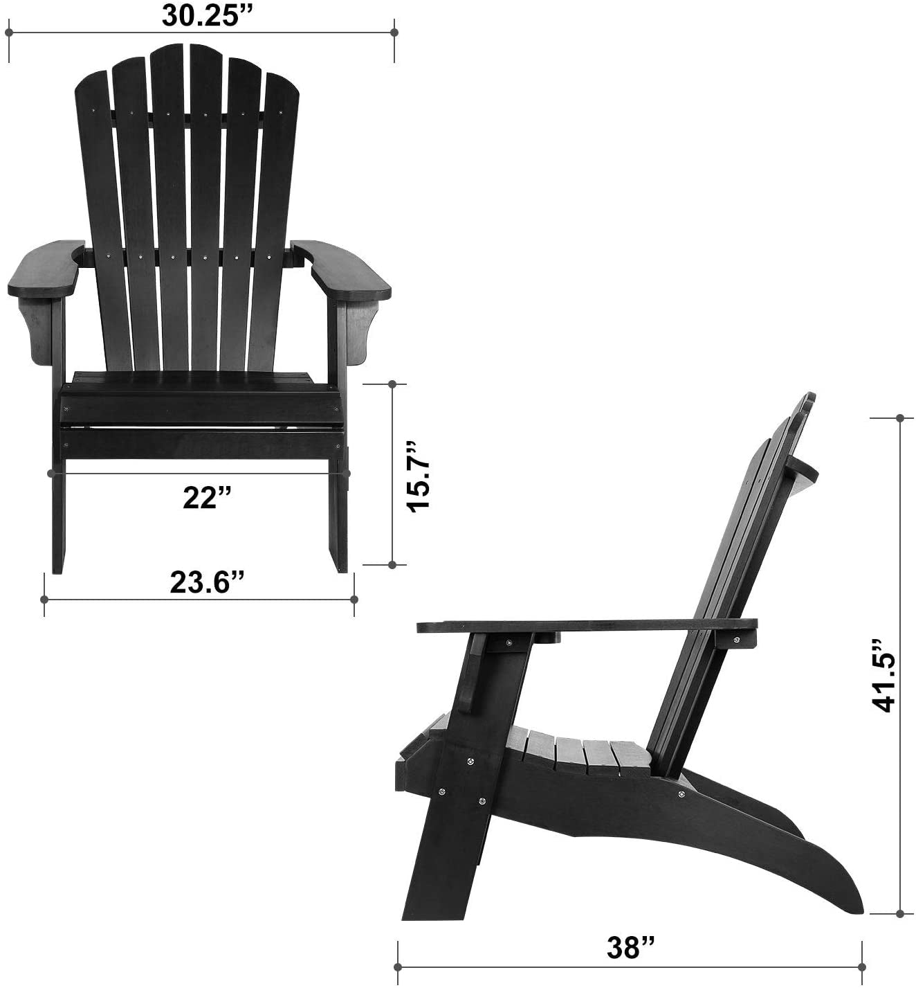 Tomi Patio Polystyrene Adirondack Chair - Black