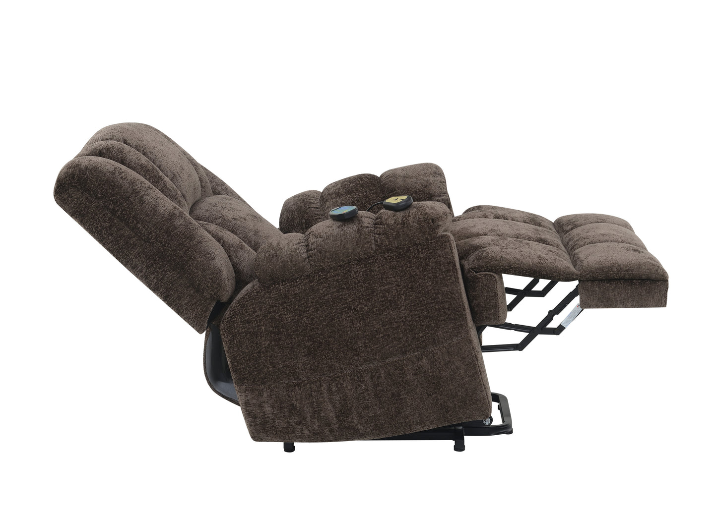 Pacay Velvet Power Recliner w/Lift, Heating & Massage - Brown