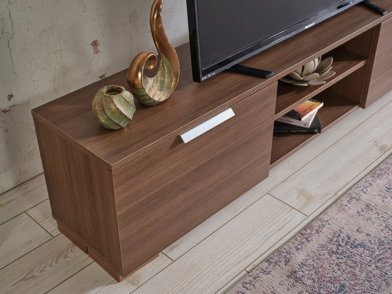 April Mid Century Modern TV Stand - Walnut