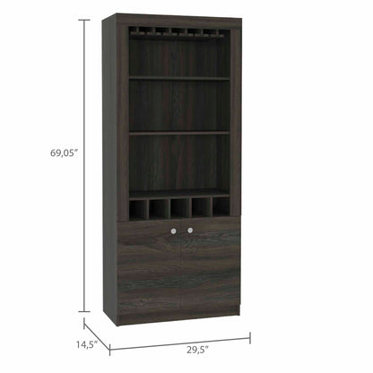 Plympton 3-Shelf Rectangle 5-Bottle Bar Cabinet - Espresso