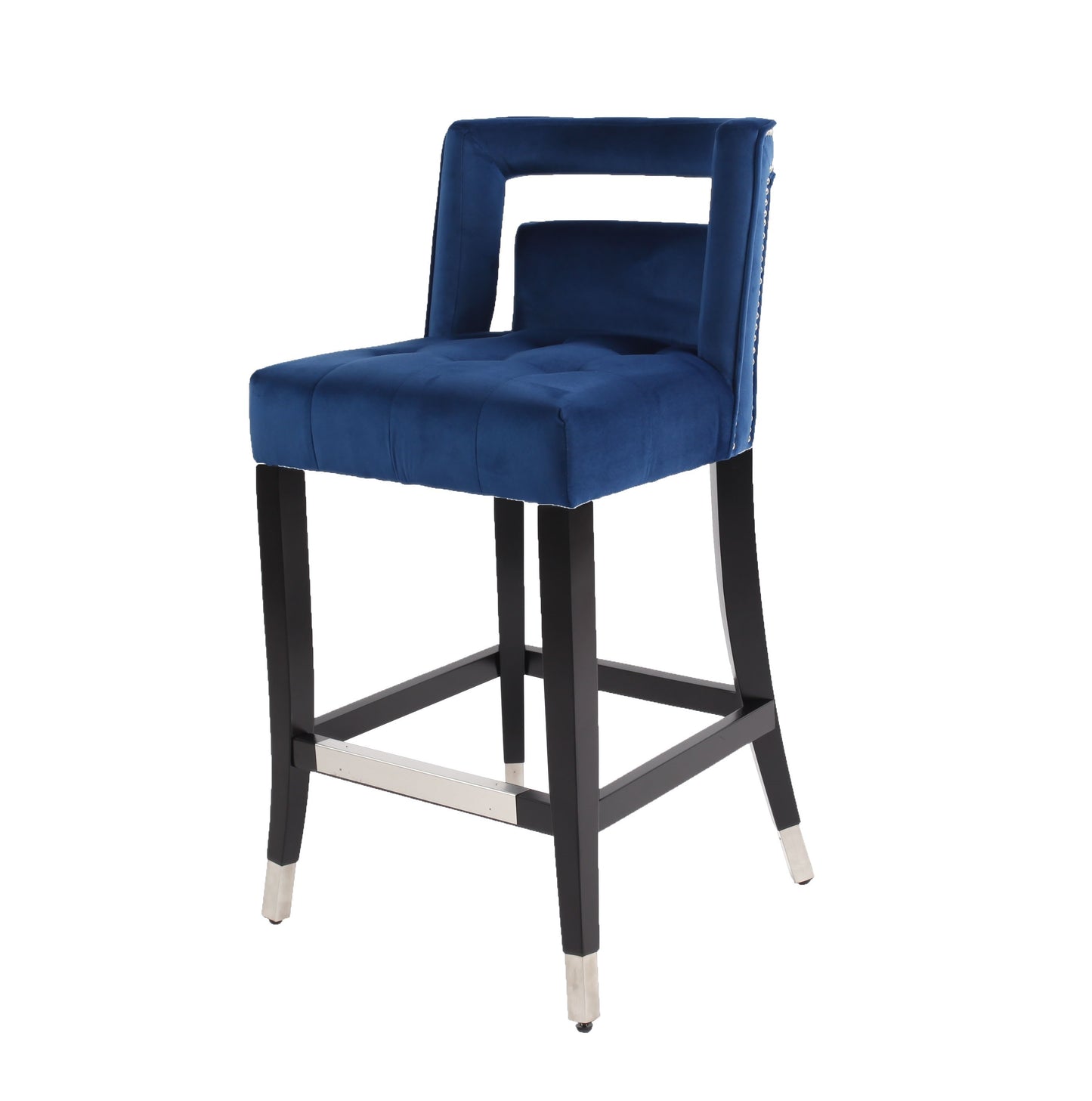 Xavier Suede Velvet Counter Height Stools - Navy Blue Set of 2