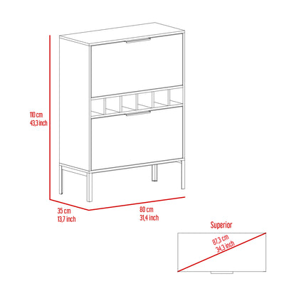 Winthrop 6-Bottle Rectangle Bar Cabinet - Light Grey