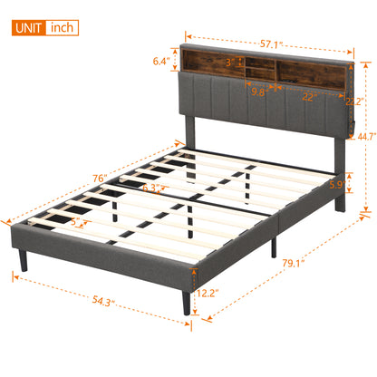 Alvin Full Size Platform Bed Frame - Gray