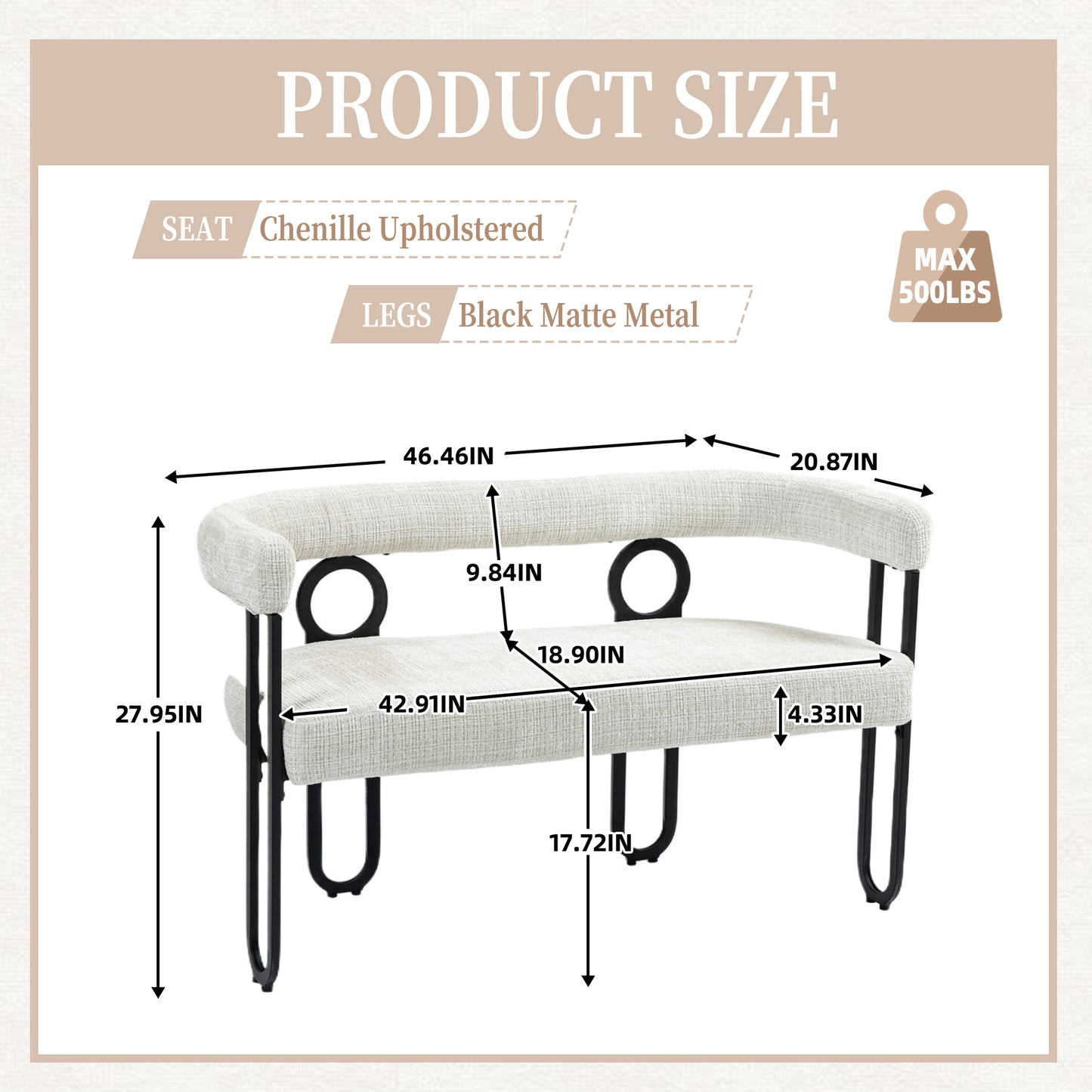 Ross Modern Loveseat - Beige