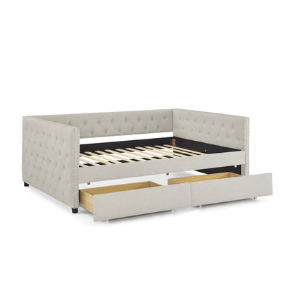 Teza Full Size Daybed with Drawers - Beige