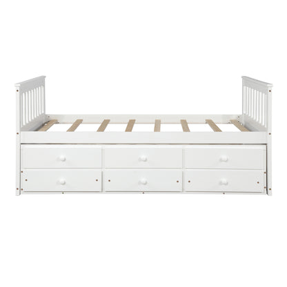 Abby Twin Daybed with Trundle Bed and Storage Drawers - White