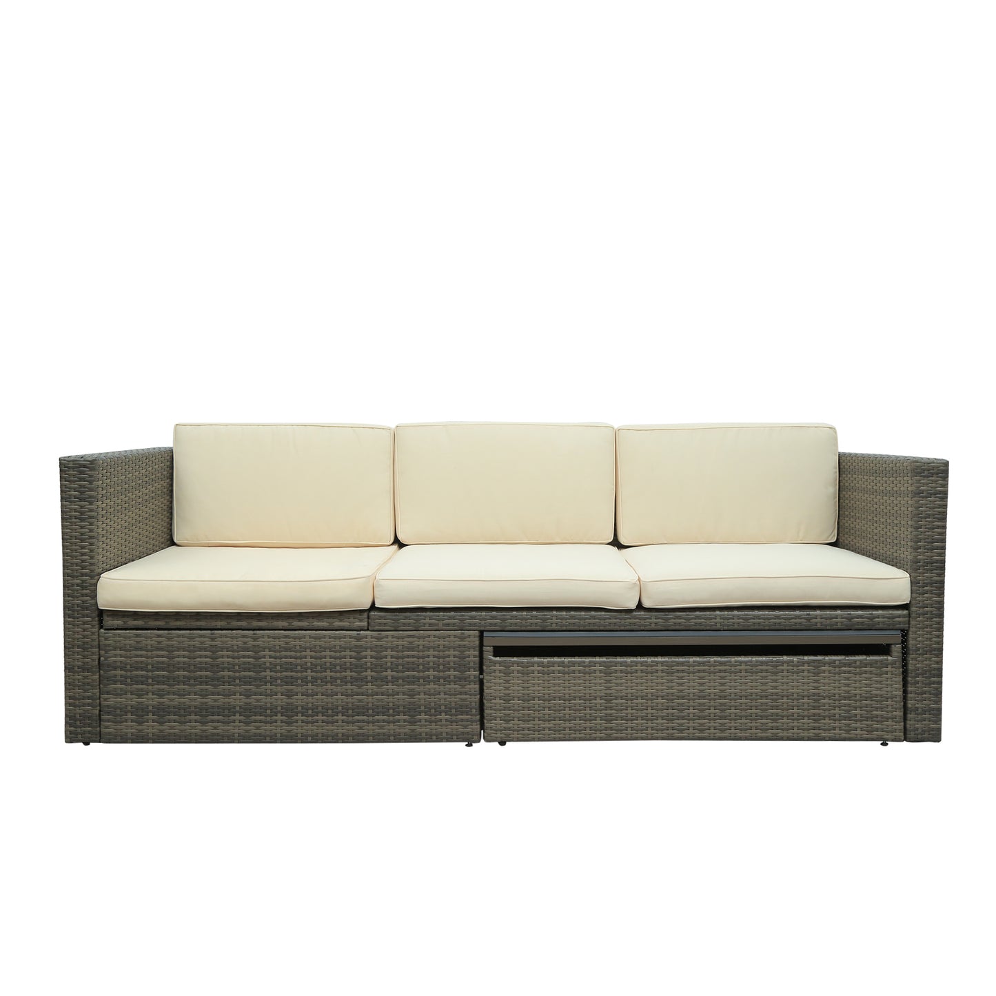 Ocie 5 Pc Outdoor Patio Rattan Sectional Sofa Set - Beige