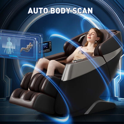 Raya Zero Gravity Full Body Massage Chair with AI Voice Control - Gray+Brown