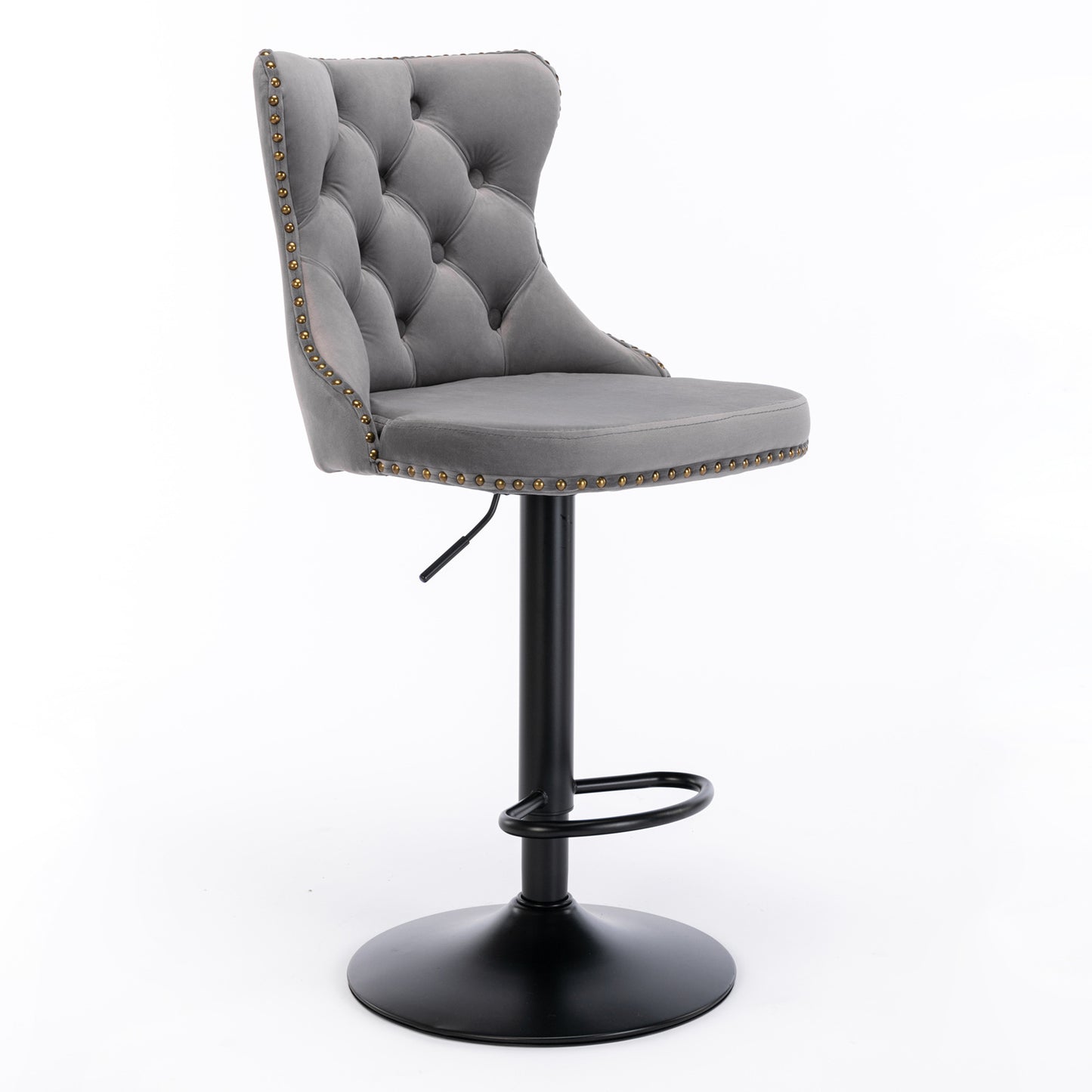 Rise 180 Velvet Barstools Adjusatble Seat Height - Gray Set of 2