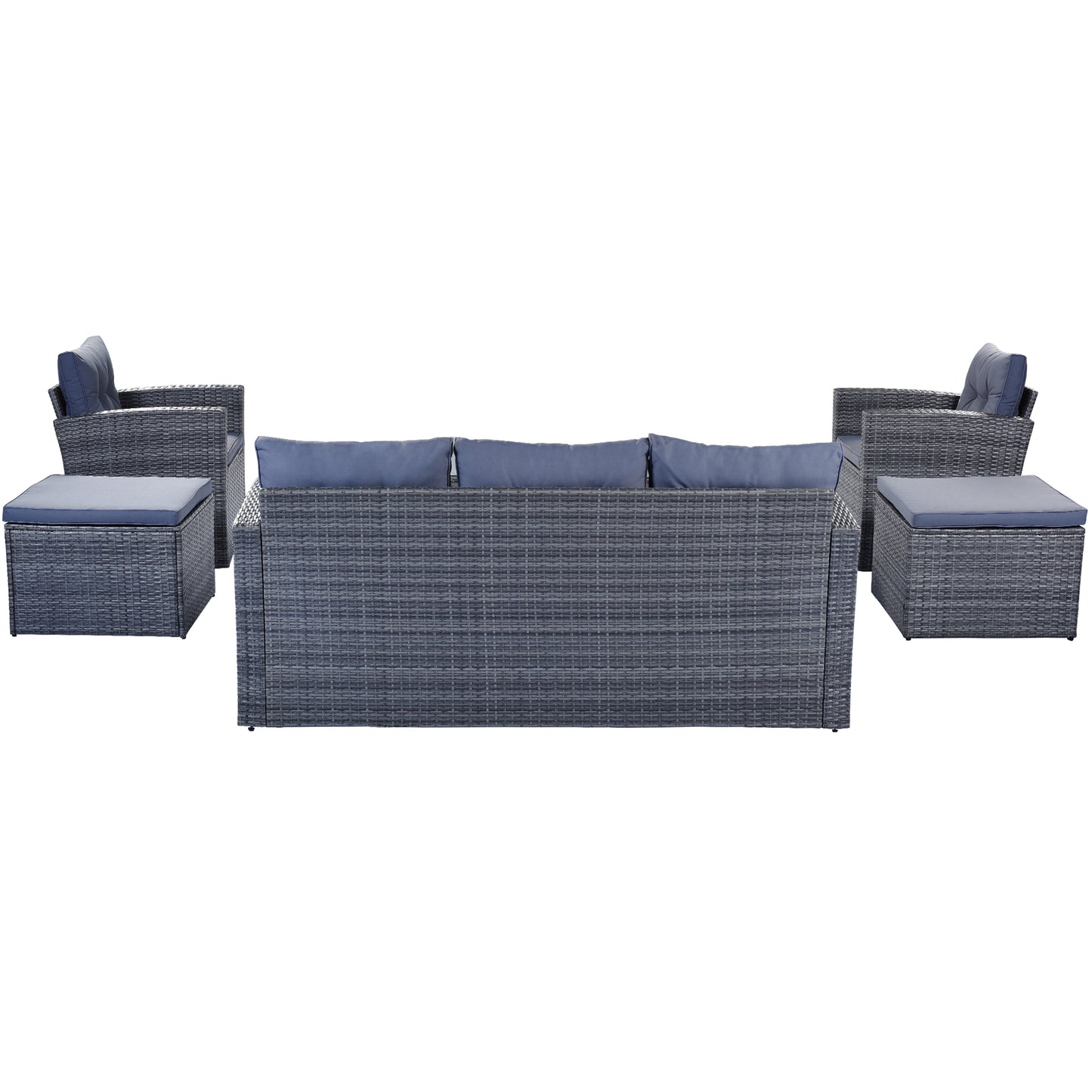 Prado 6 Pc PE Rattan Outdoor Patio Furniture Set - Gray