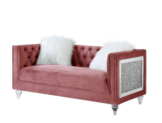 HeiberoII Velvet Loveseat w/2 pillows - Pink