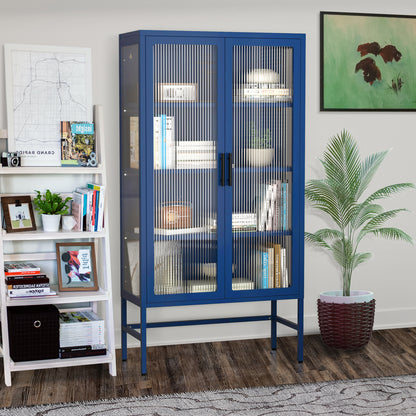 Pratt Double Door Tempered Glass Sideboard - Blue