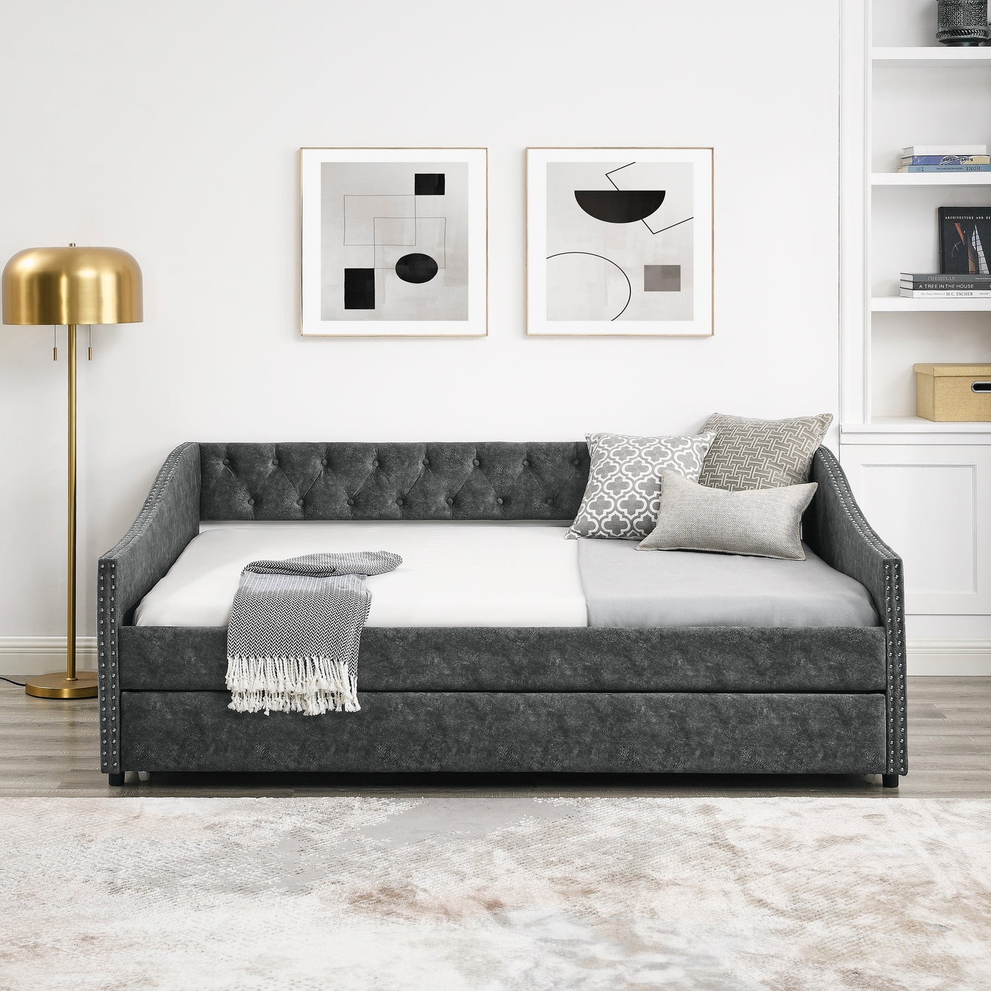 Toya Full Size Daybed with Twin Size Trundle - Gray