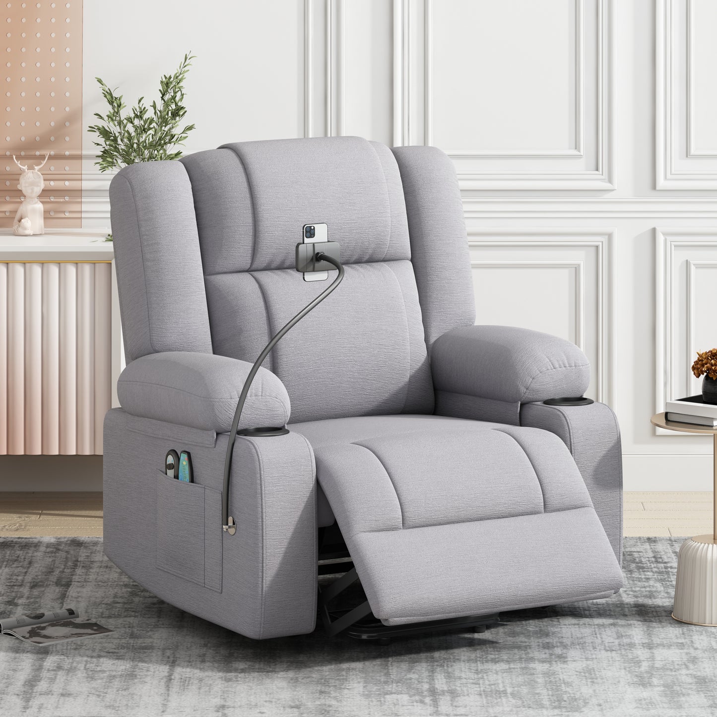 Dawson Power Lift Recliner with Massage - Gray