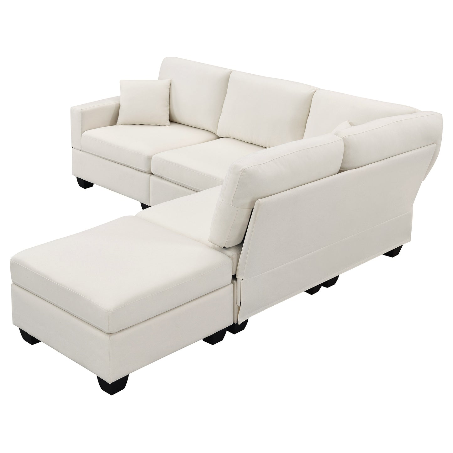 Aria 5-Seat Modular Sectional Set with Convertible Ottoman - Beige