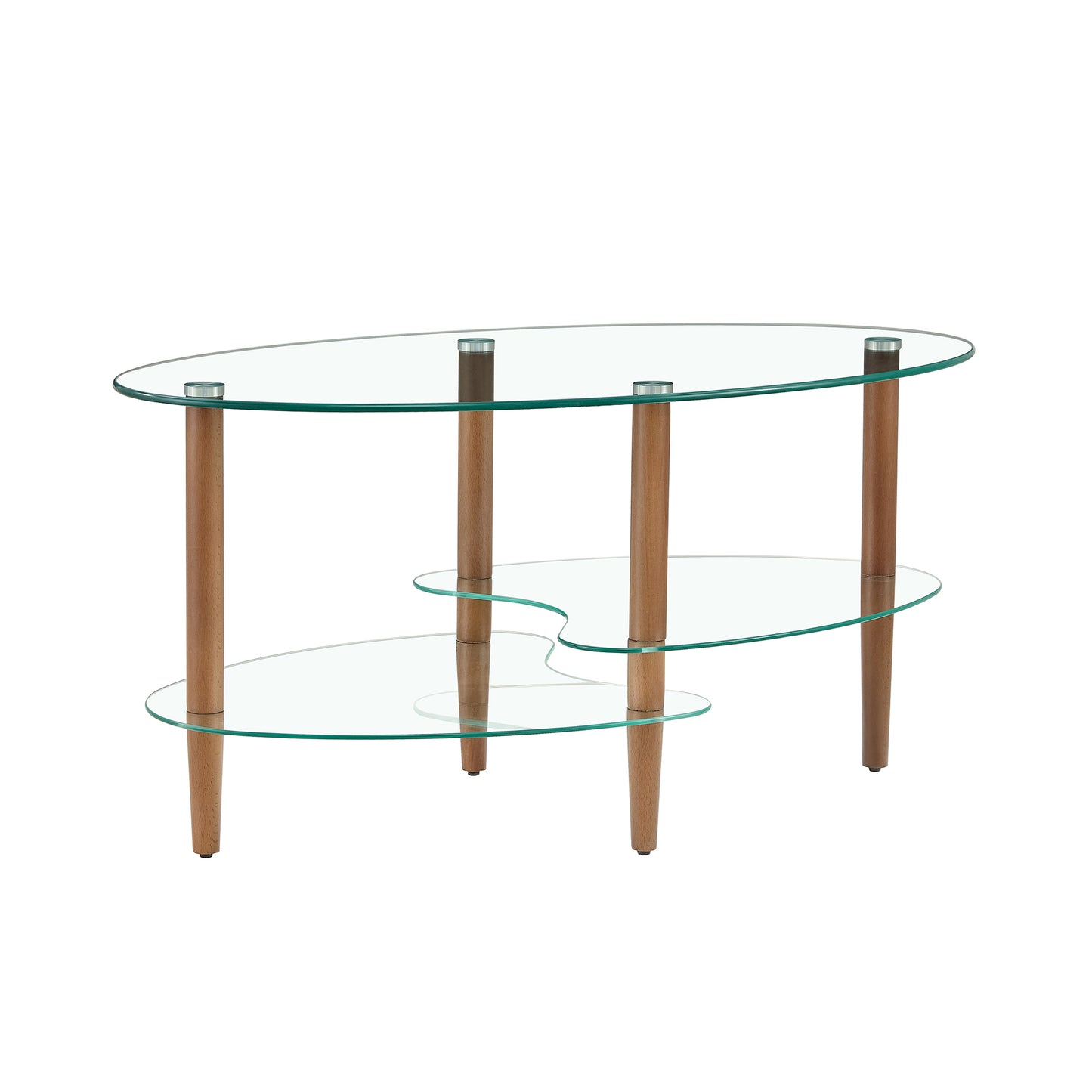 Float Oval Glass Coffee Table Oak Wood Leg