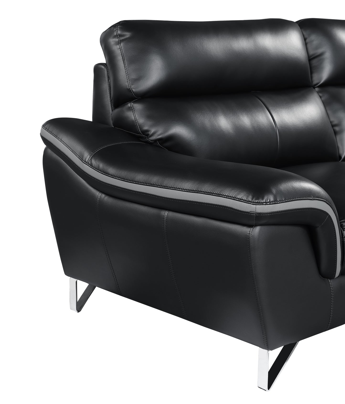 Eden Genuine Leather Loveseat - Black