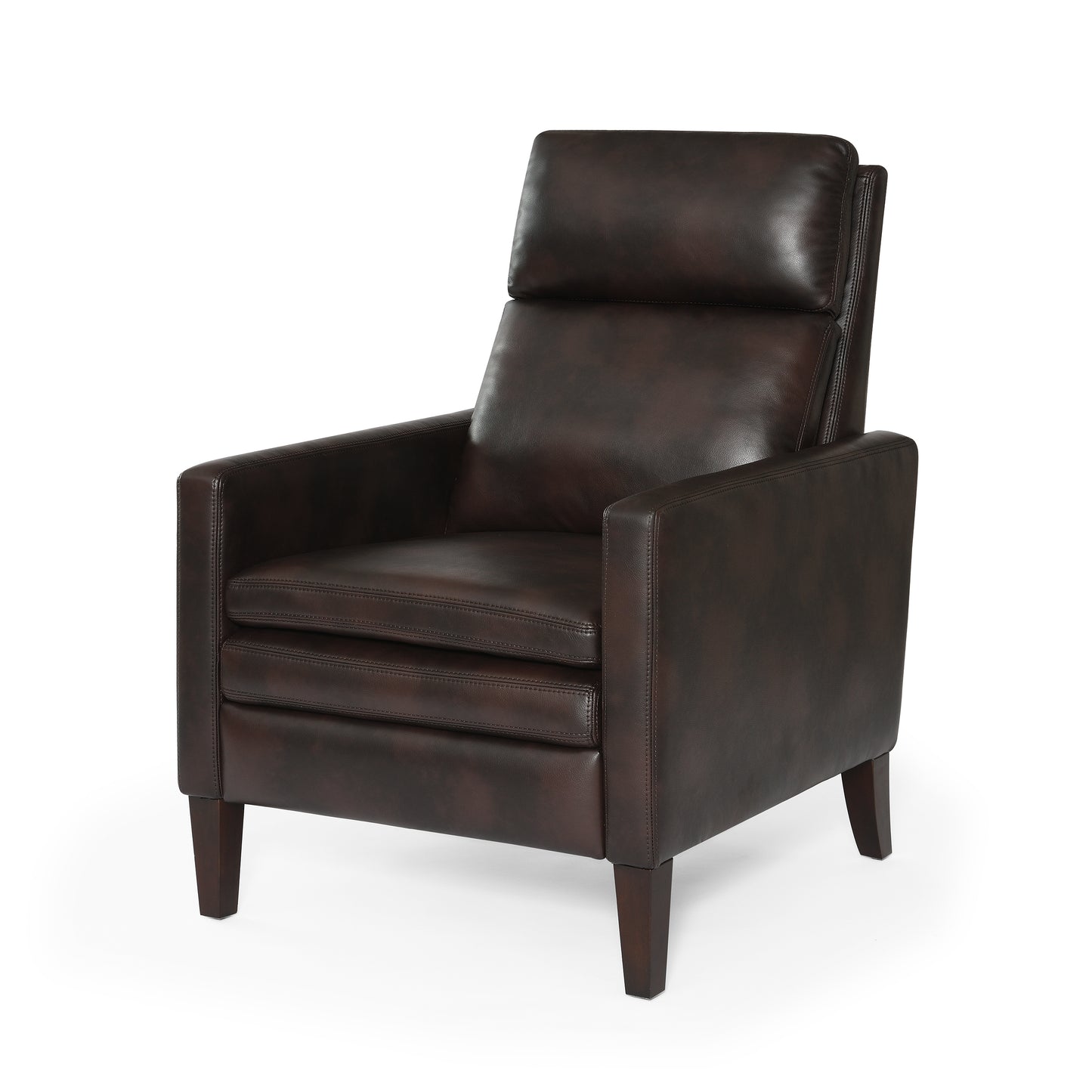 Vaughn Faux Leather Push Back Recliner Chair - Brown