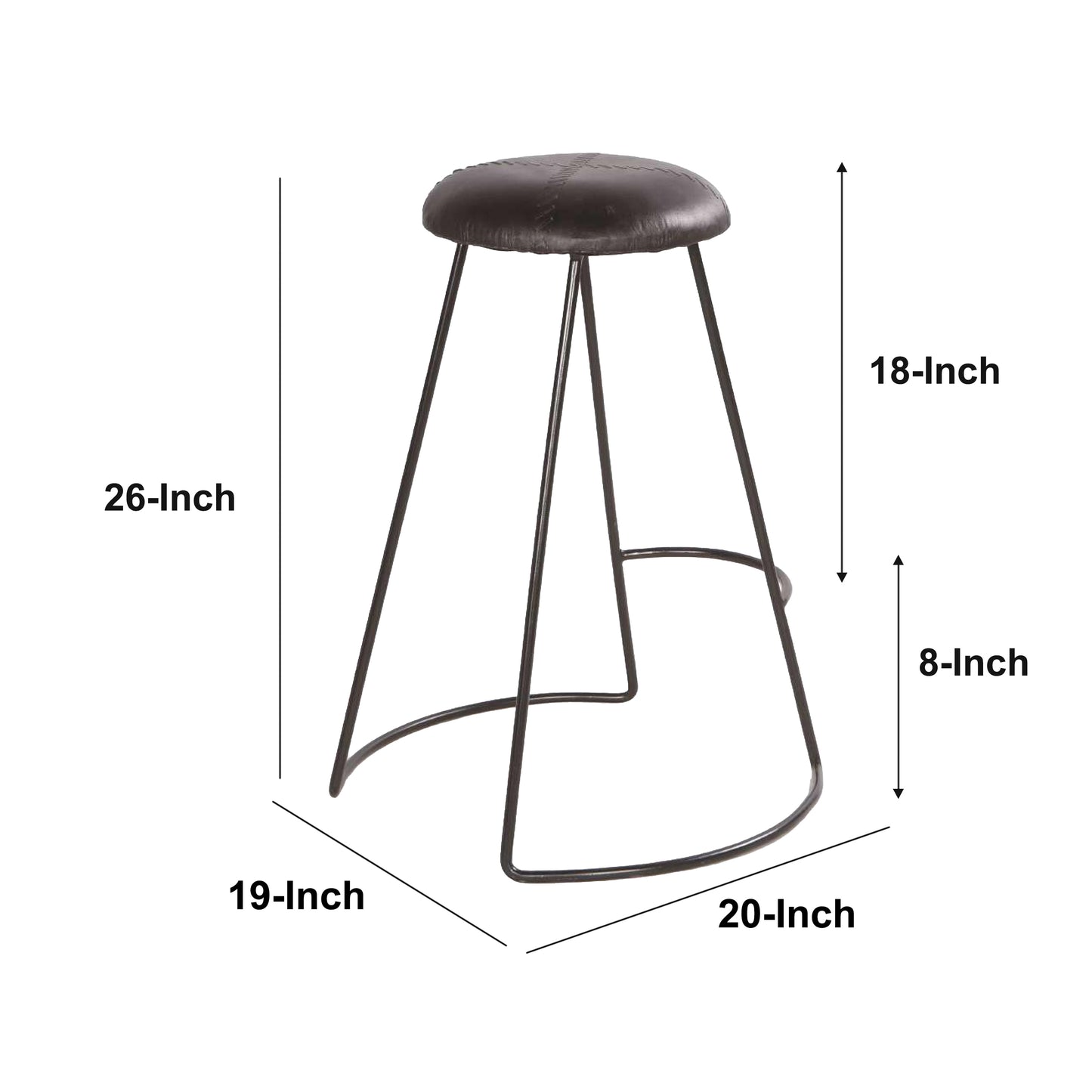 Stitch Counter Height Stool - Black