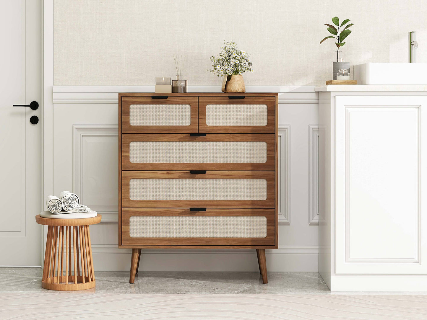 Keith II 5 Drawer  Accent Storage Cabinet - Walnut