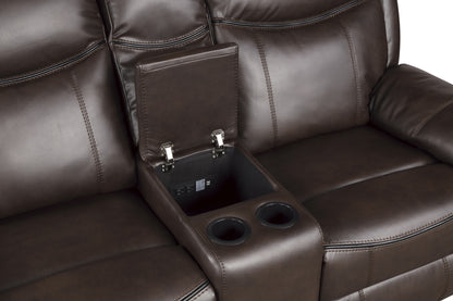 Asa Glider Recliner Loveseat w/ Storage - Dark Brown