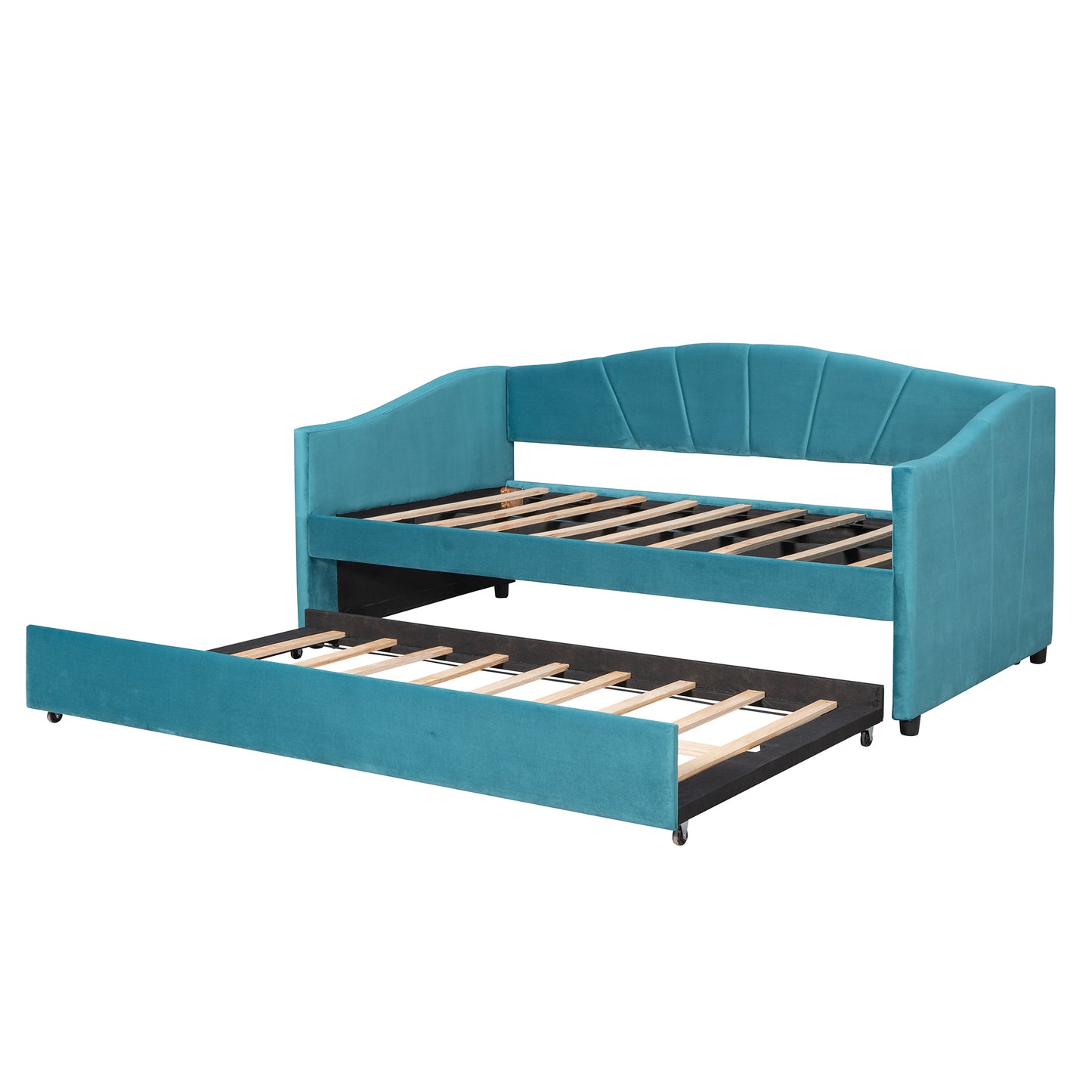 Travis Twin Size Upholstered Daybed with Trundle - Blue