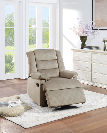 Alesia Velvet Recliner Motion Recliner - Beige