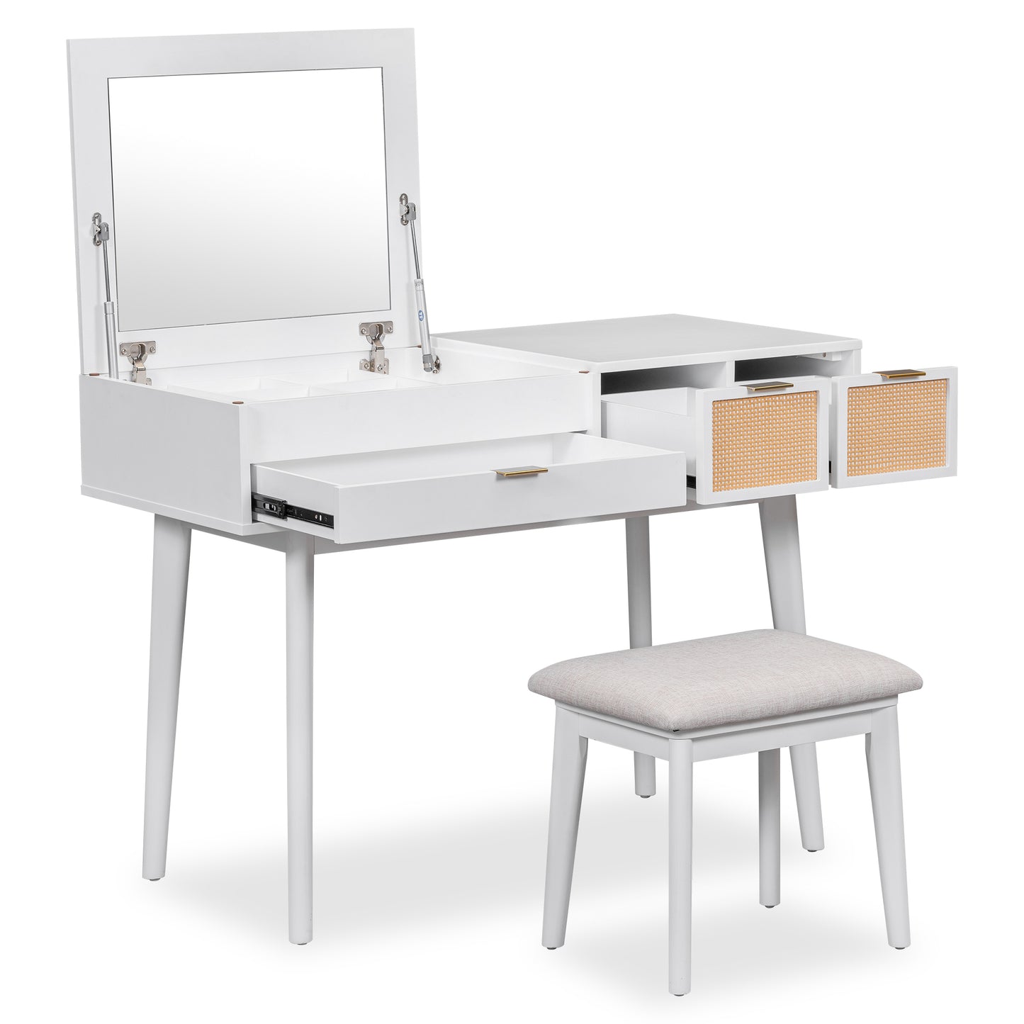 Volay Makeup Vanity Desk Set with Flip-top Mirror - White