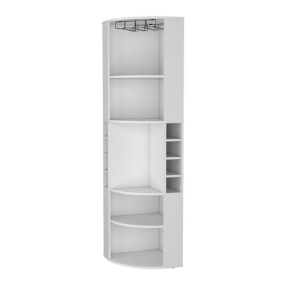 Avery 5 Large Shelves Corner Bar Cabinet - White