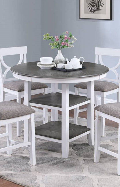 Umar 5pc Dining Counter Height Dining Set Table w  4x Chairs - White