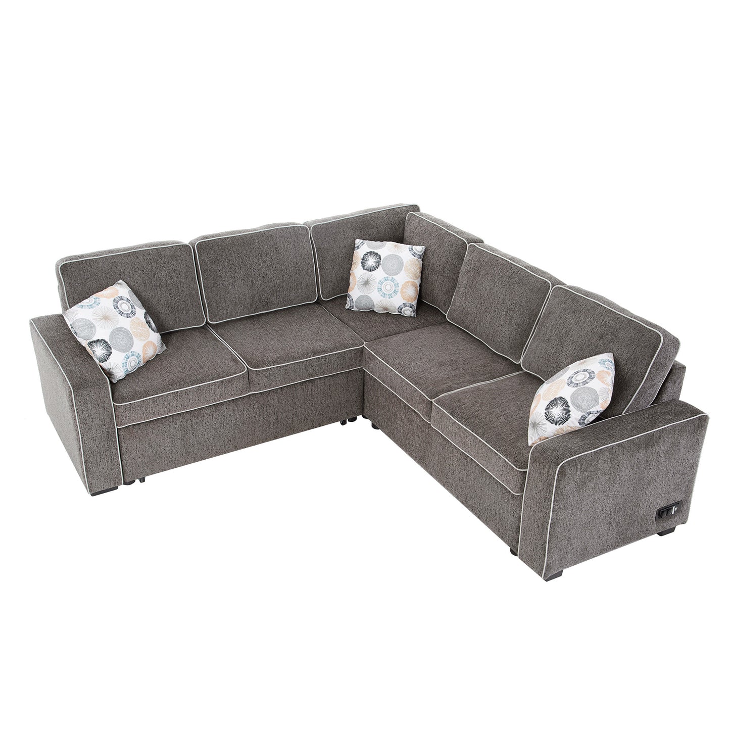 Berg L-Shaped Pull Out Convertible Sleeper Sofa - Dark Gray