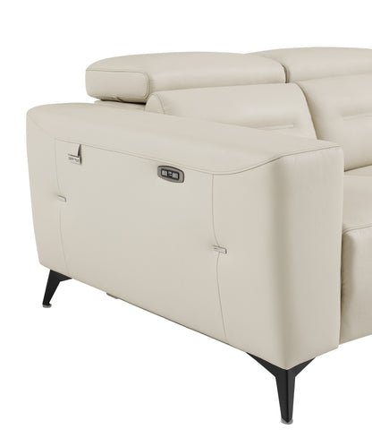 Honcho Top Grain Italian Leather Loveseat with Power Recliner - Beige