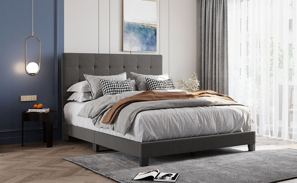 Eve Queen Size Platform Bed Frame - Gray